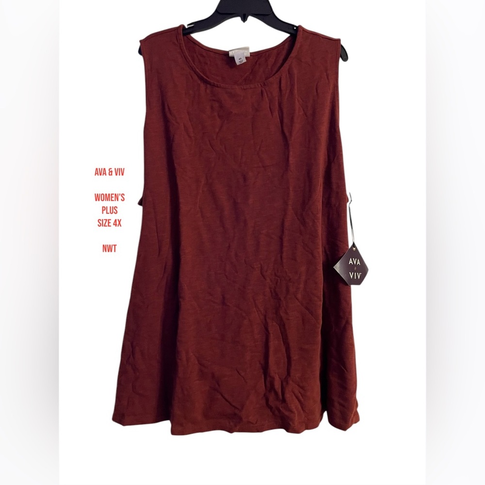 Ava & Viv Womens plus size 4x Tank Top color Rosewood Brown NWT